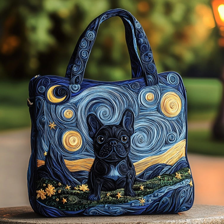 French Bulldog Night XR1910006CL Quilted Tote Bag