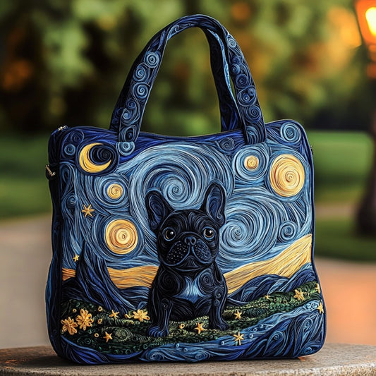 French Bulldog Night XR1910006CL Quilted Tote Bag