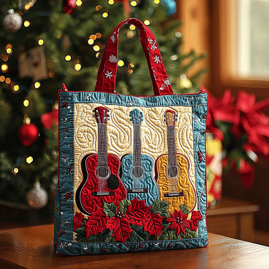 Christmas Guitar QA2711019CL Quilted Tote Bag