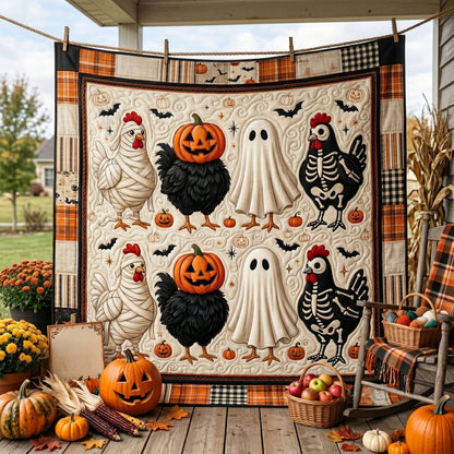 Spooky Farm Chickens Patchwork WN0905020CL Quilt