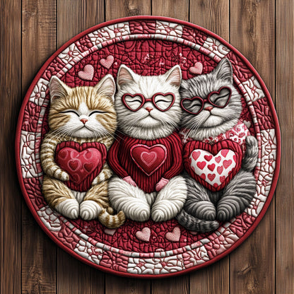 Sweetheart Cats KL1501035CL Quilted Round Mat