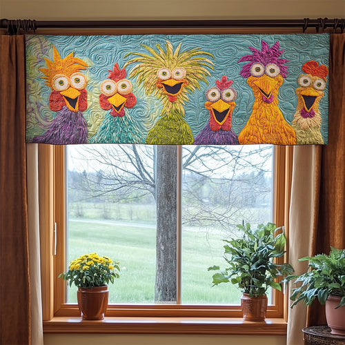 Sunshine Chicken Parade WN1406062CL Quilted Valance