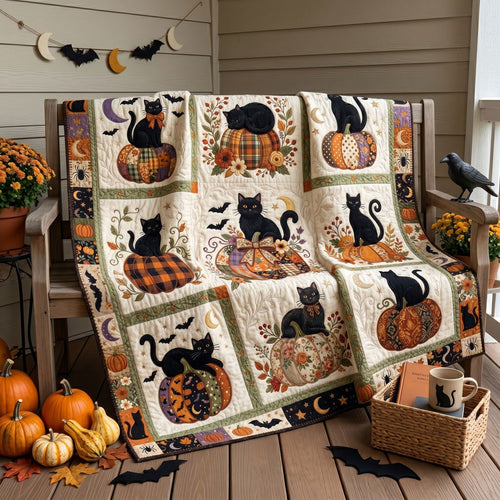 Black Cats And Patchwork Pumpkins WN1906002CL Quilt