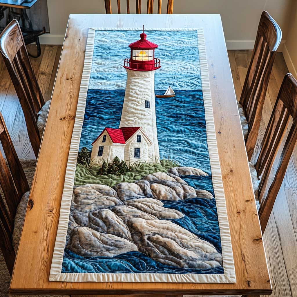Guiding Lighthouse WN2503071CL Quilted Table Runner