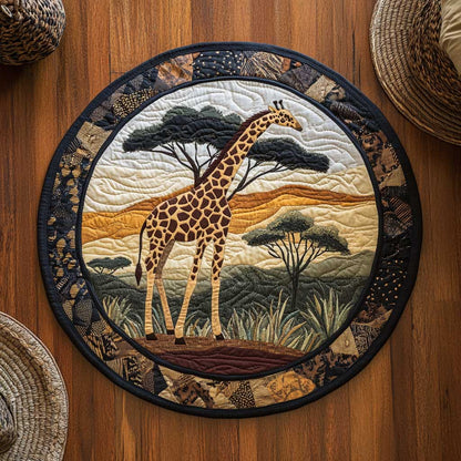 Serengeti African Giraffe WN0304058CL Quilted Round Mat