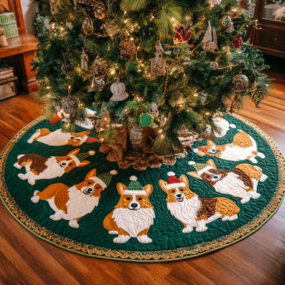 Corgi Christmas CP1110038CL Quilted Christmas Tree Skirt