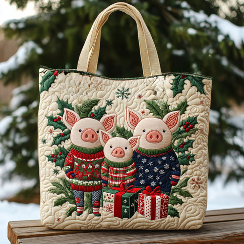 Cozy Cabin Pig WN2910007CL Quilted Tote Bag