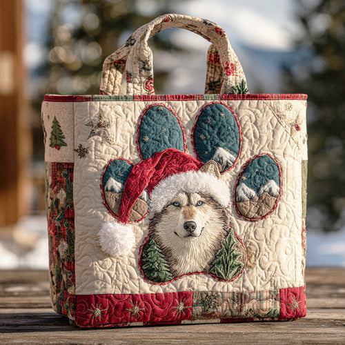 Christmas Husky CW0611036CL Quilted Tote Bag