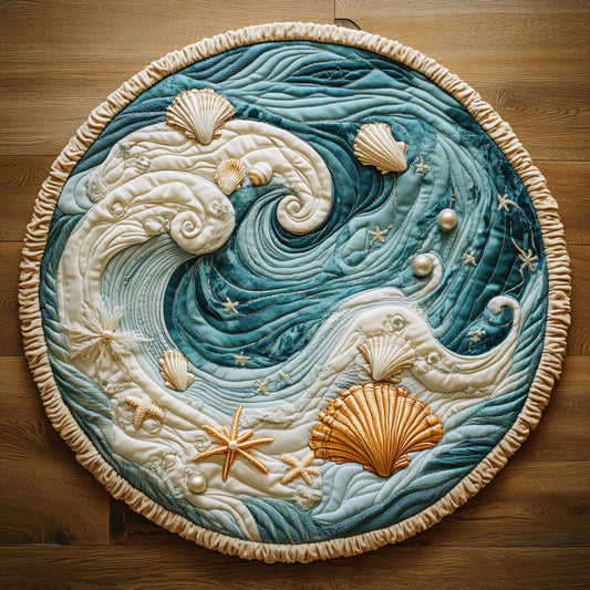 Silver Ocean Wave WN0808093CL Quilted Round Mat