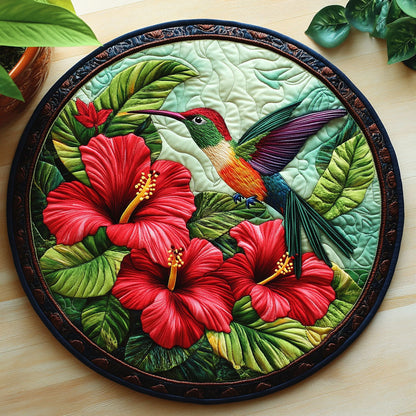 Hummingbird Hibiscus CW0807027CL Quilted Round Mat
