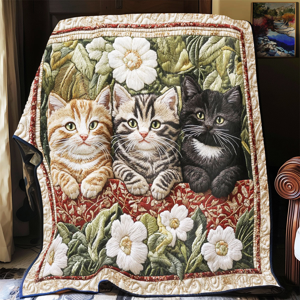 Cat Flower Garden CW0701013CL Quilt