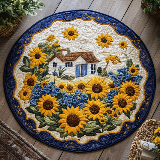 Farmhouse Among Flowers WN1605012CL Quilted Round Mat