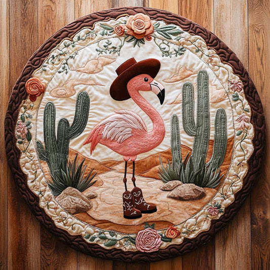 Flamingo Out West WN1405015CL Quilted Round Mat
