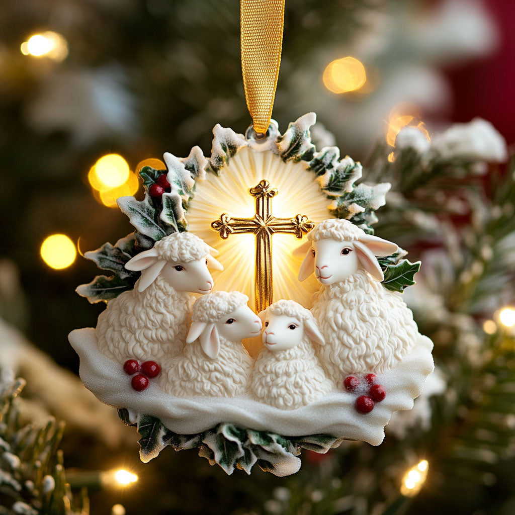 Bethlehem Cross Sheep WN3010002CL Christmas Ornament