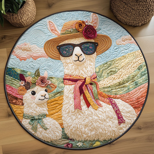 Boho Llama Garden WJ2003074CL Quilted Round Mat
