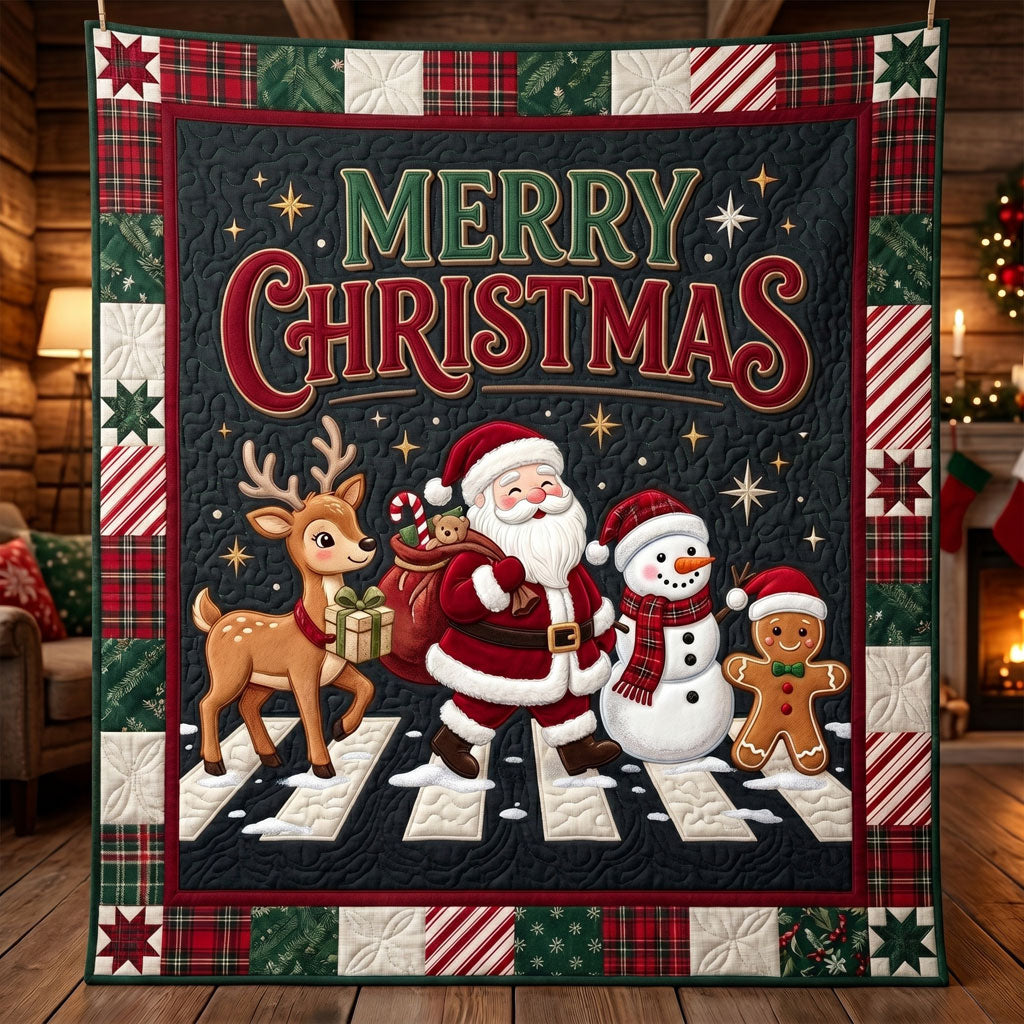 Santa Snowman Reindeer Christmas Patchwork WN1105027CL Quilt