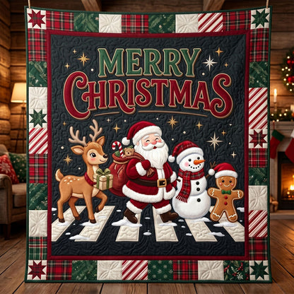 Santa Snowman Reindeer Christmas Patchwork WN1105027CL Quilt