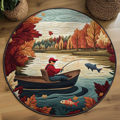Fishing Old Man WJ0804029CL Quilted Round Mat