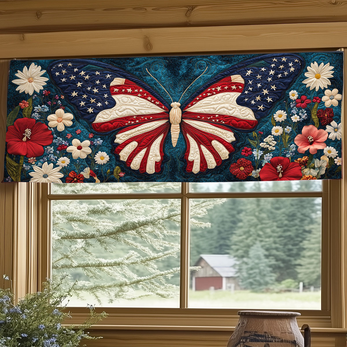 Patriotic Butterfly WJ1106020CL Quilted Valance