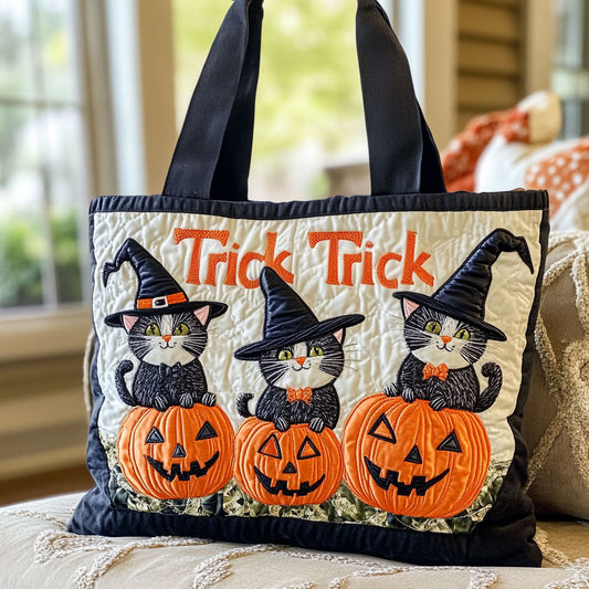 Mystic Pumpkin Cat CW2209029CL Quilted Tote Bag