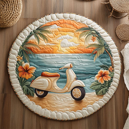 Vintage Coastal Scooter WJ3006048CL Quilted Round Mat