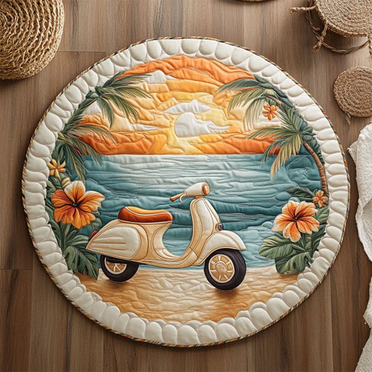 Vintage Coastal Scooter WJ3006048CL Quilted Round Mat