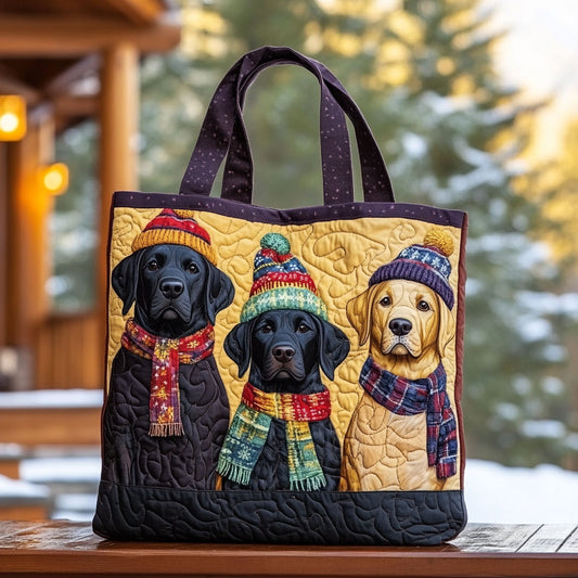 Labrador Winter Trio WN1710087CL Quilted Tote Bag