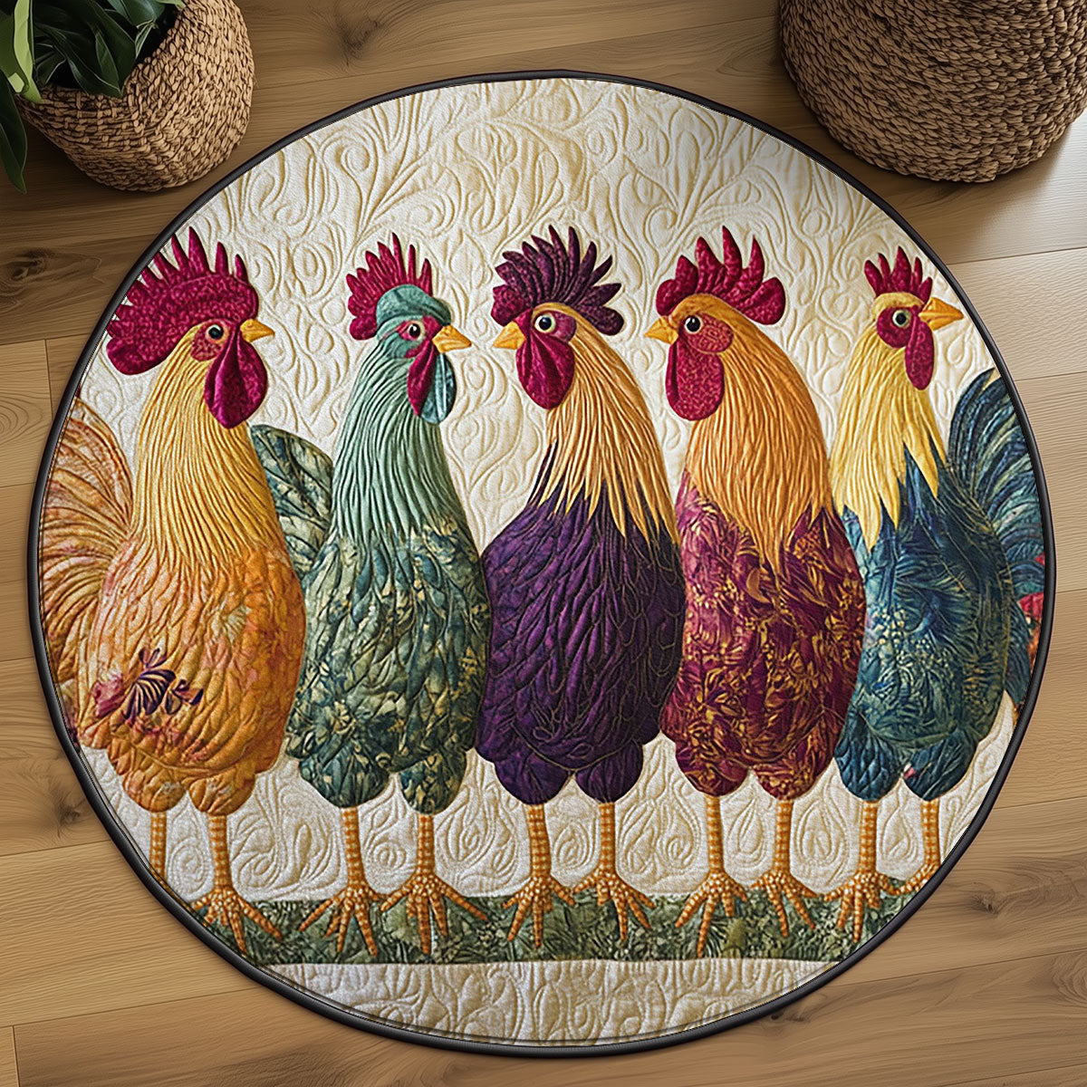 Patchwork Pecker WJ2407046CL Quilted Round Mat