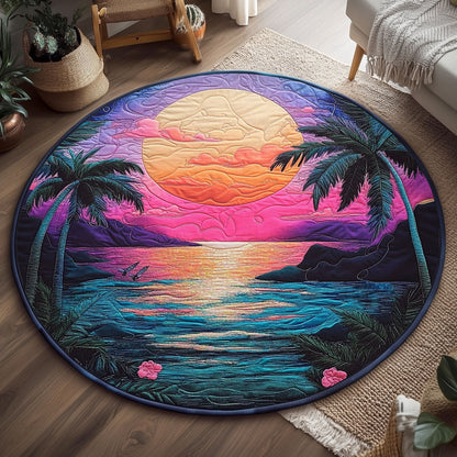Tropical Surreal Sunset WJ0907045CL Quilted Round Mat