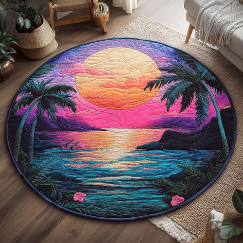Tropical Surreal Sunset WJ0907045CL Quilted Round Mat