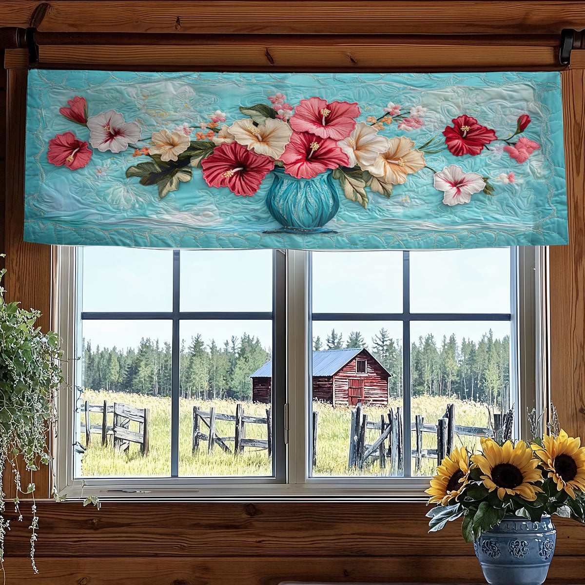 Serene Hibiscus Garden WN1906050CL Quilted Valance