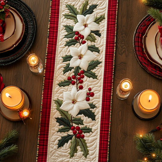 Winter Flower XR1210015CL Quilted Table Runner