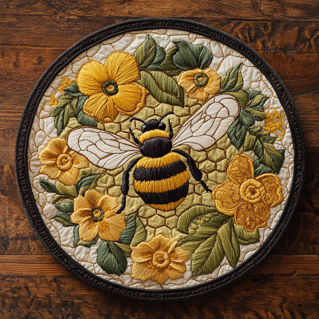 Bee Garden Whispers WN3006010CL Quilted Round Mat