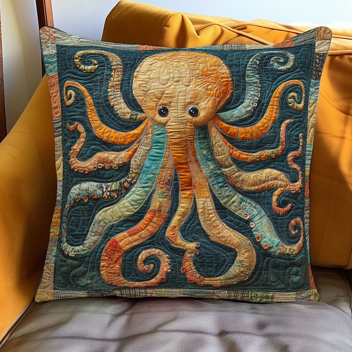 Faded Patchwork Octopus WJ0901109CL Quilt Pillow Case