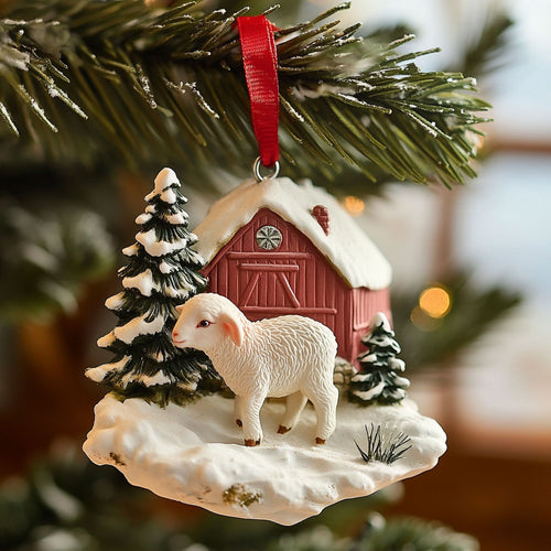 Farmhouse Sheep WJ1612009CL Christmas Ornament