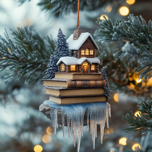 Winter Book Cottage WN0412082CL Christmas Ornament