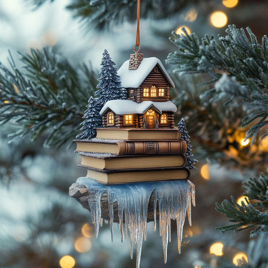 Winter Book Cottage WN0412082CL Christmas Ornament