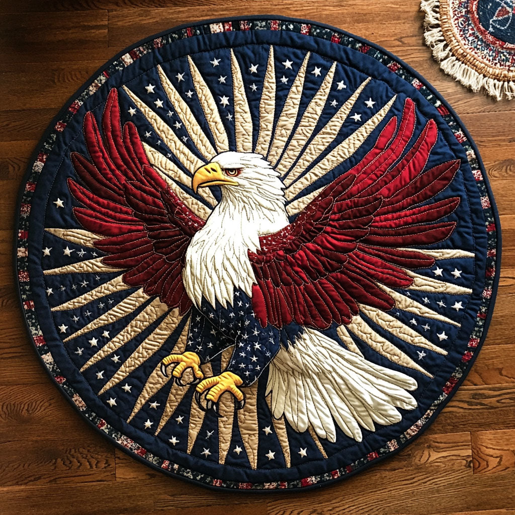 Patriotic Eagle WJ3107045CL Quilted Round Mat