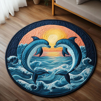 Ocean Love Dolphins KL1612022CL Quilted Round Mat