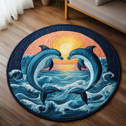 Ocean Love Dolphins KL1612022CL Quilted Round Mat
