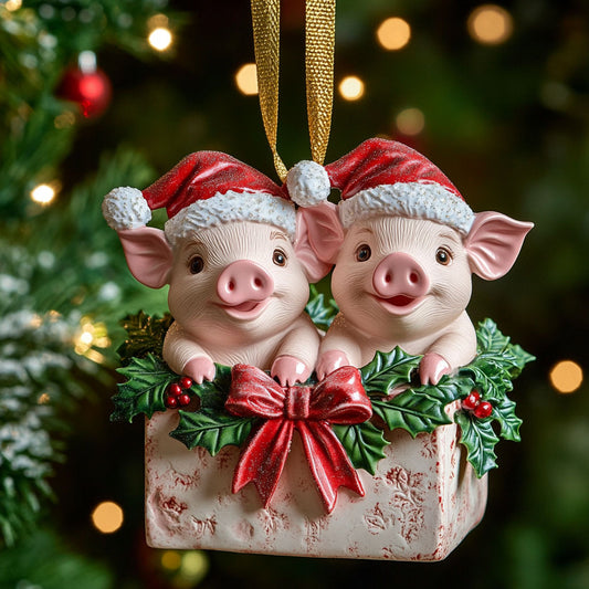 Santa Hat Pig WN2611028CL Christmas Ornament
