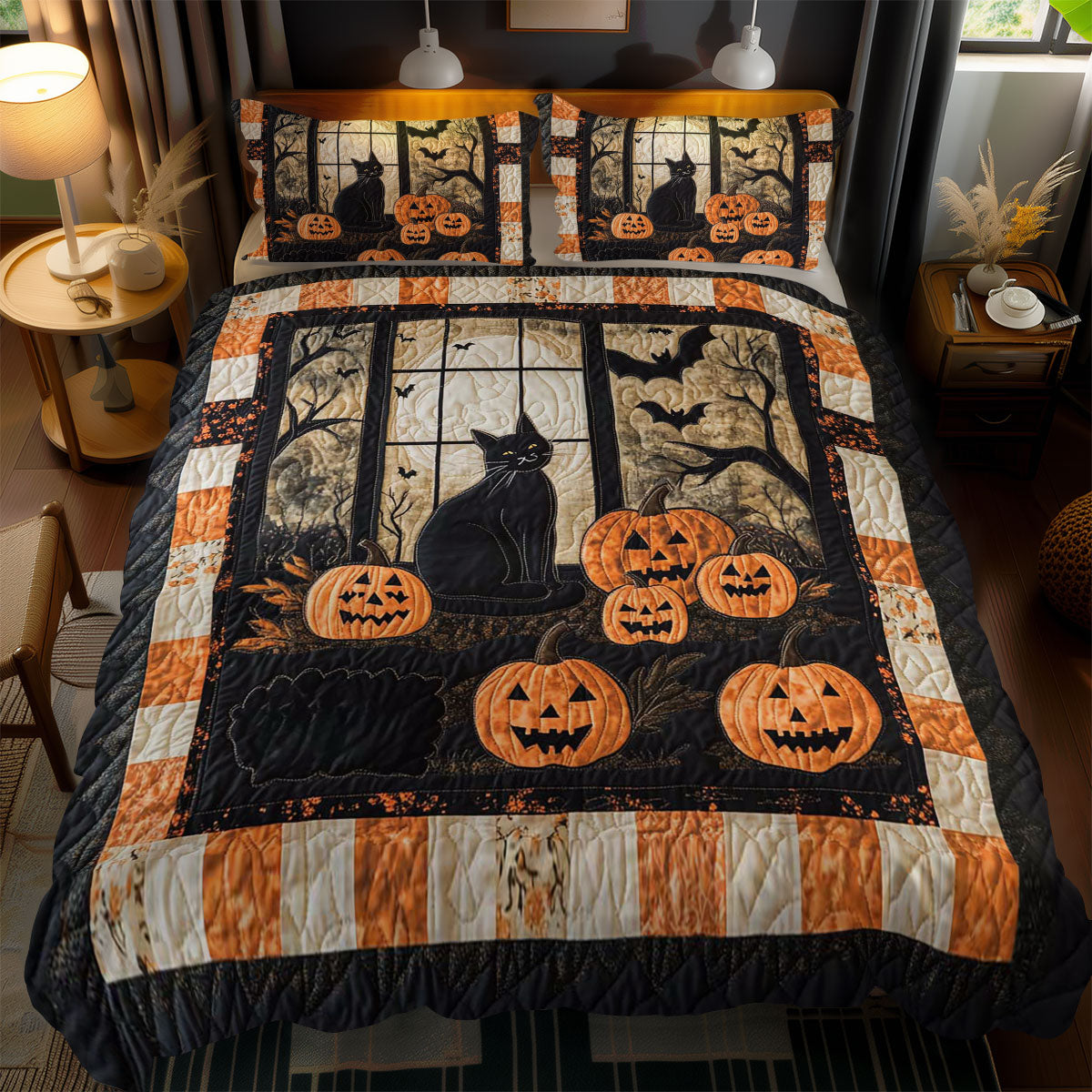 Spooky Cat Night WN0703112CL Duvet Cover Set