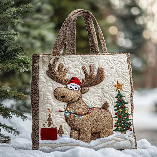 Moose Cabin Holiday WN1310029CL Quilted Tote Bag