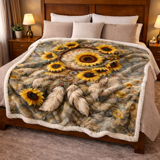 Sunflower Dreamcatcher KL0302007CL Faux Fur Throw Blanket