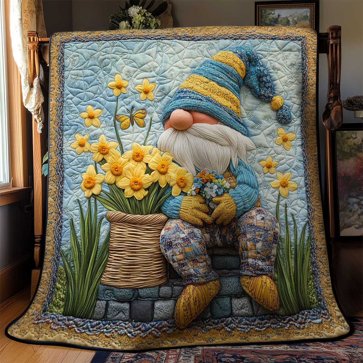 Golden Bloom Gnome WN0201004CL Quilt