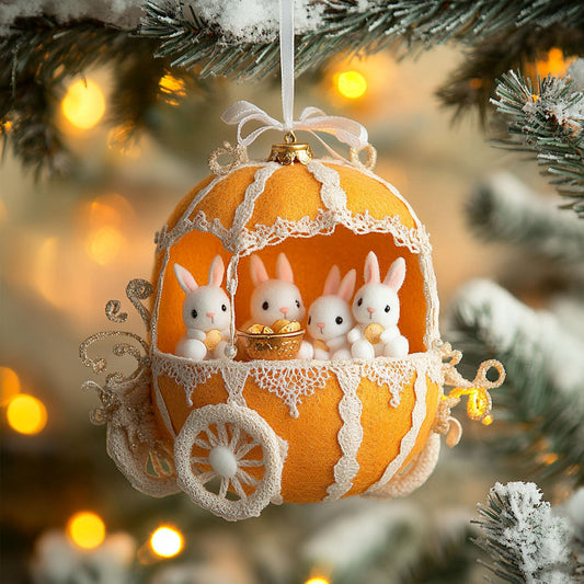 Rabbit Christmas Carriage WN0912041CL Christmas Ornament