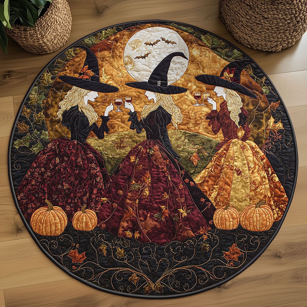 Pumpkin Witch Night WN15080084CL Quilted Round Mat