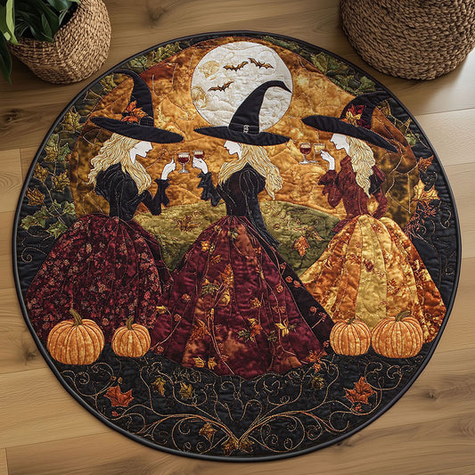 Pumpkin Witch Night WN15080084CL Quilted Round Mat