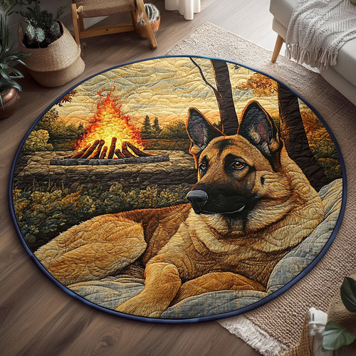 Fire Pit German Shepherd WJ0804027CL Quilted Round Mat
