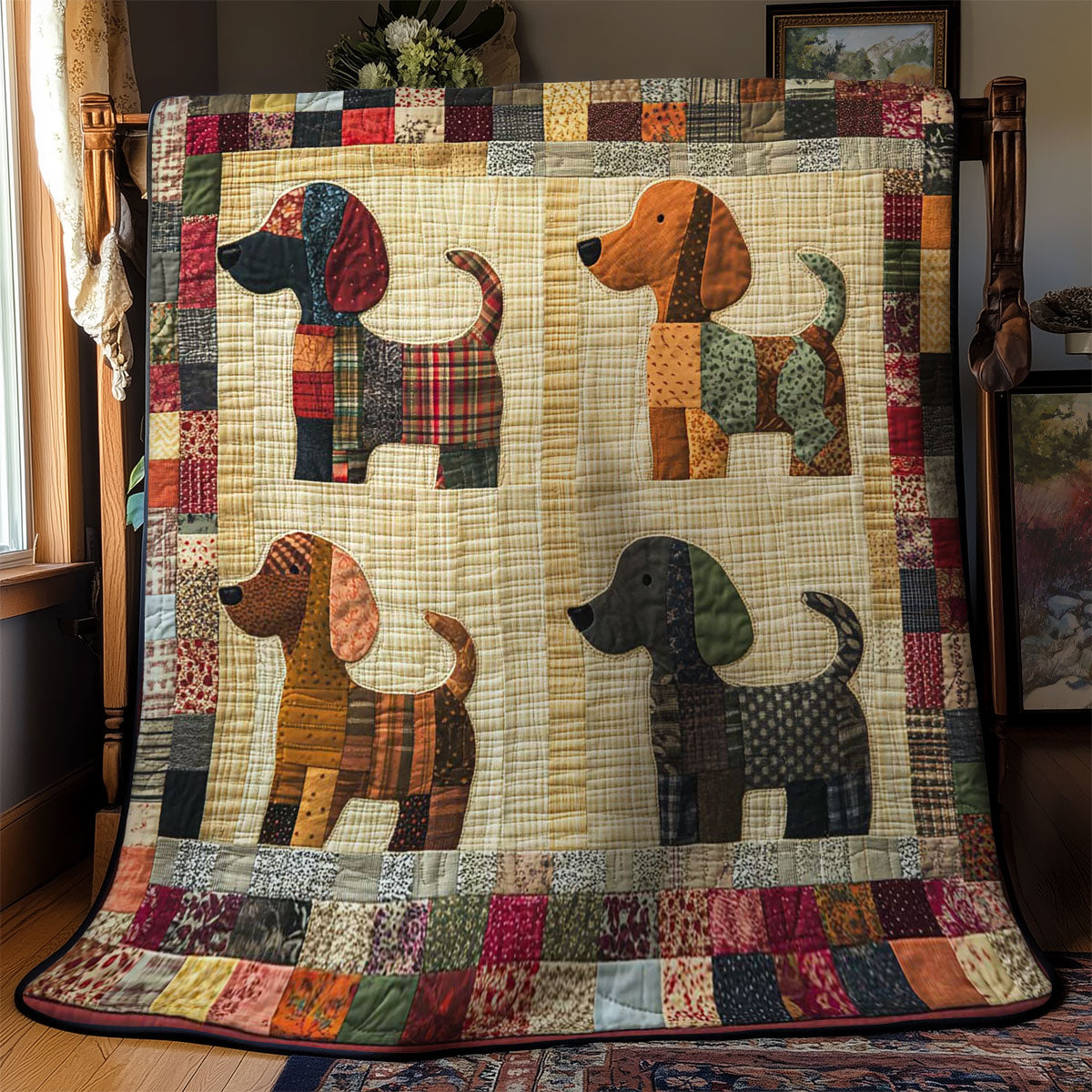 Cozy Dachshund Patches WN1103031CL Quilt